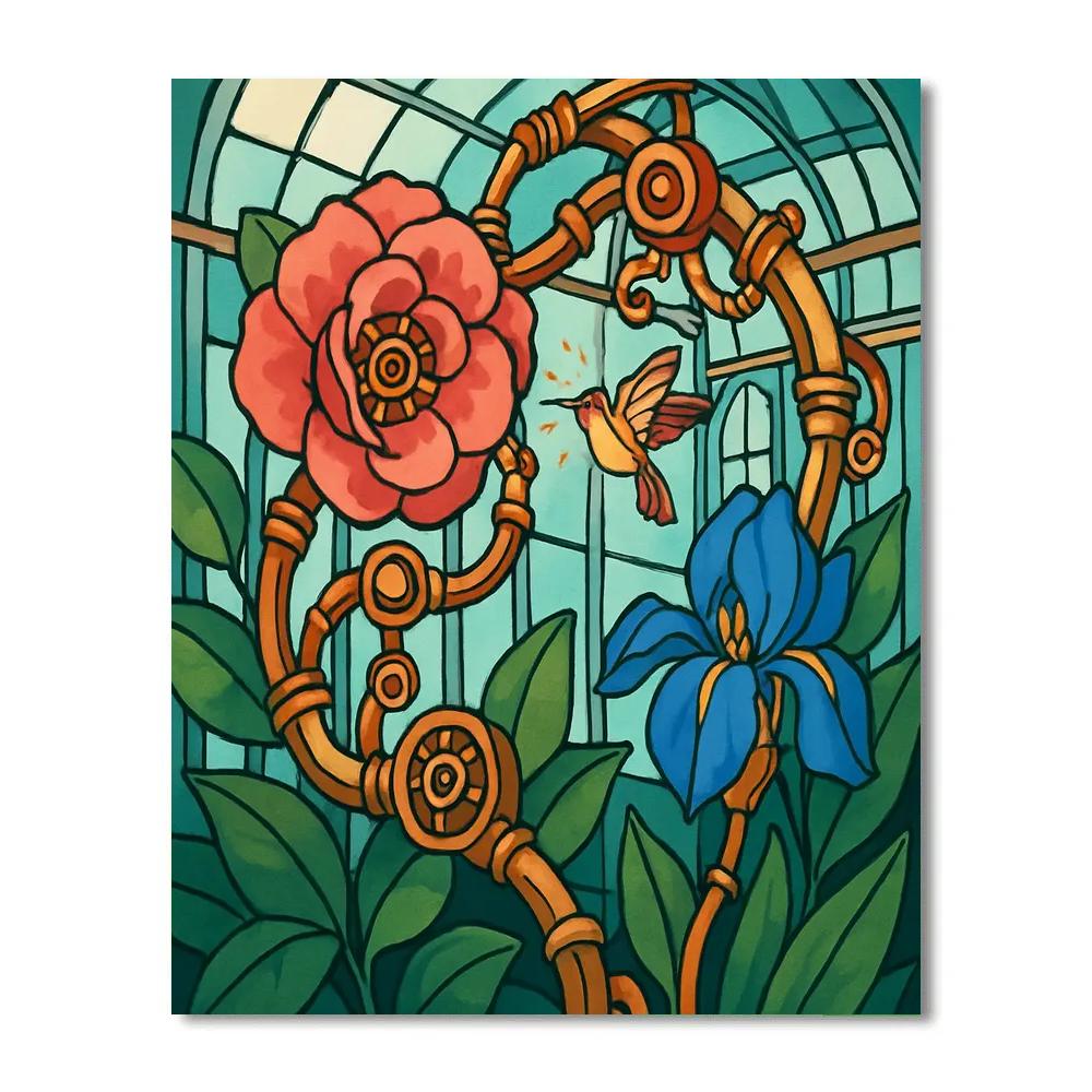 Clockwork Conservatory With Flowers Number painting