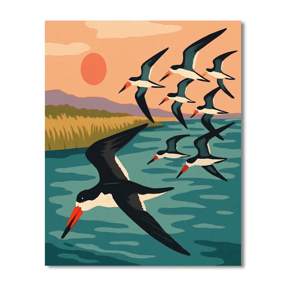 Lanternwing Birds Over The Salt Marsh Paint by numbers kits