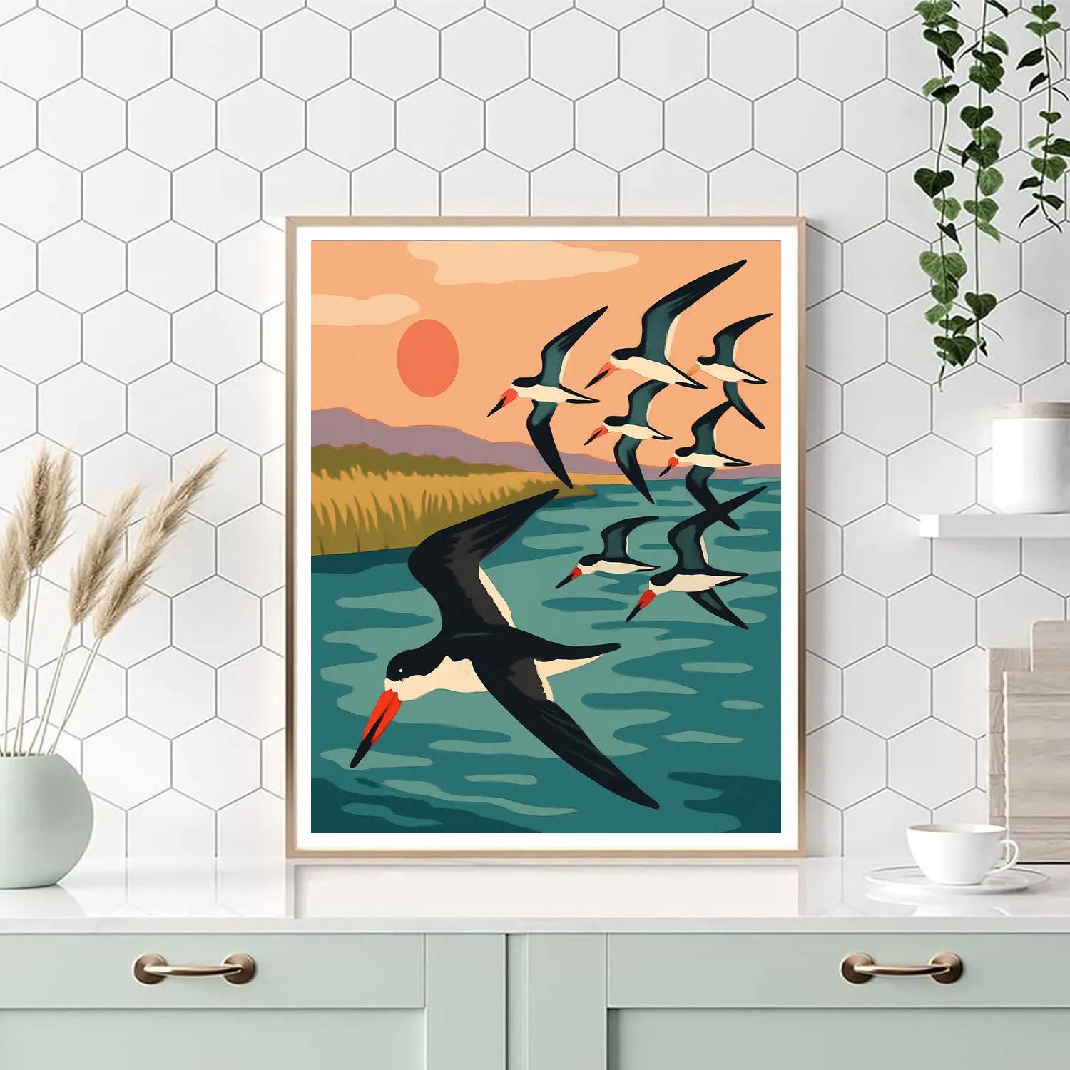 Lanternwing Birds Over The Salt Marsh Paint by numbers kits
