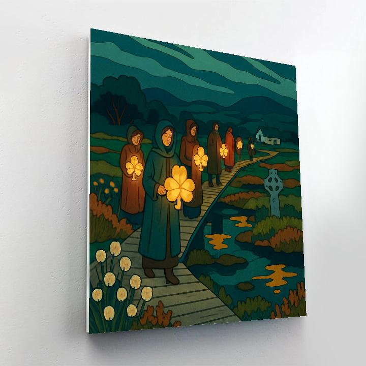 Lantern Procession Across Ireland Bogs DIY paint by numbers