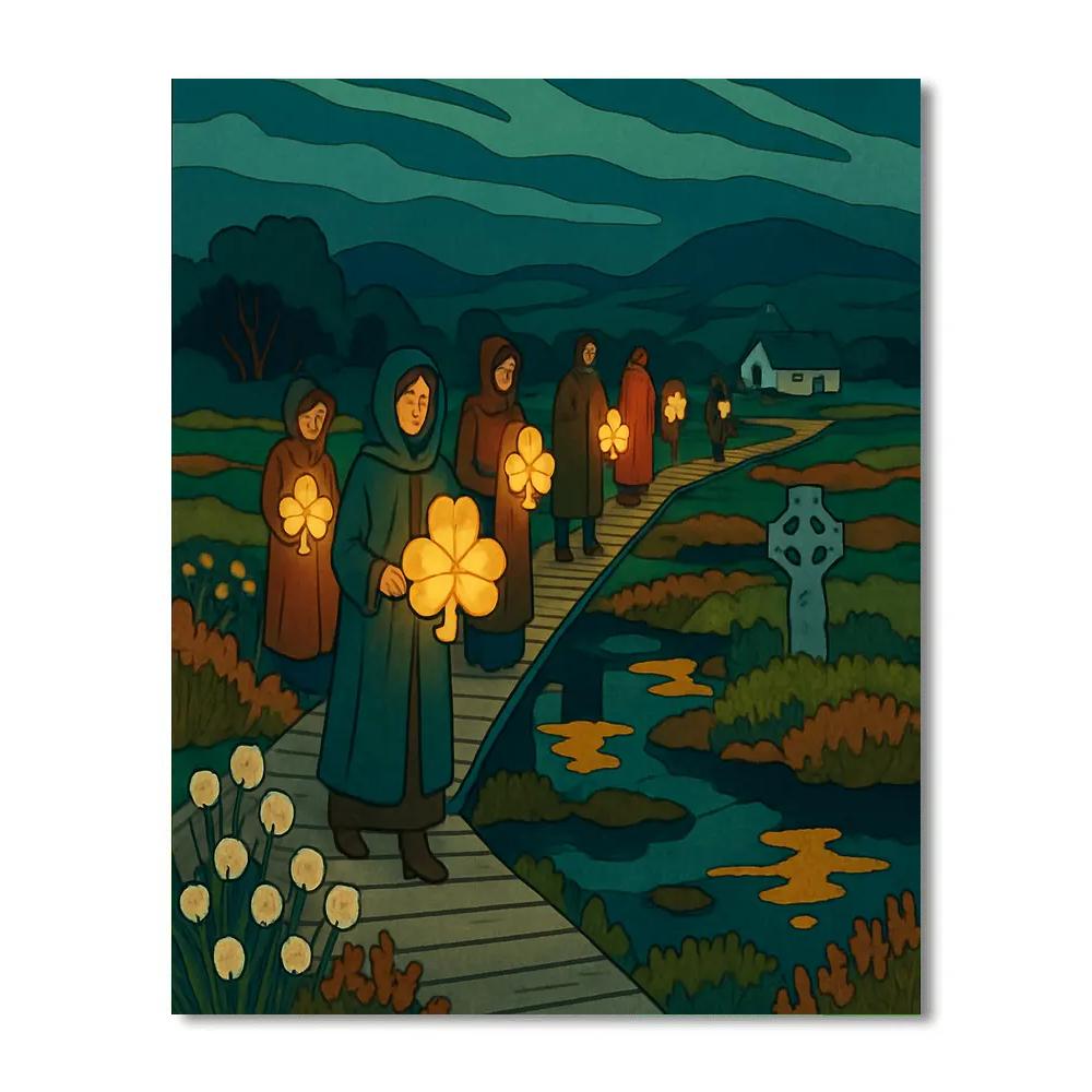 Lantern Procession Across Ireland Bogs DIY paint by numbers