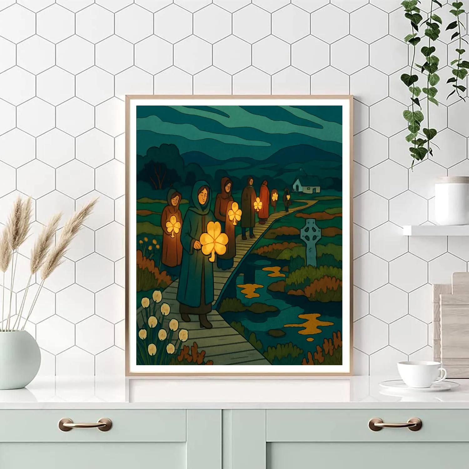 Lantern Procession Across Ireland Bogs DIY paint by numbers