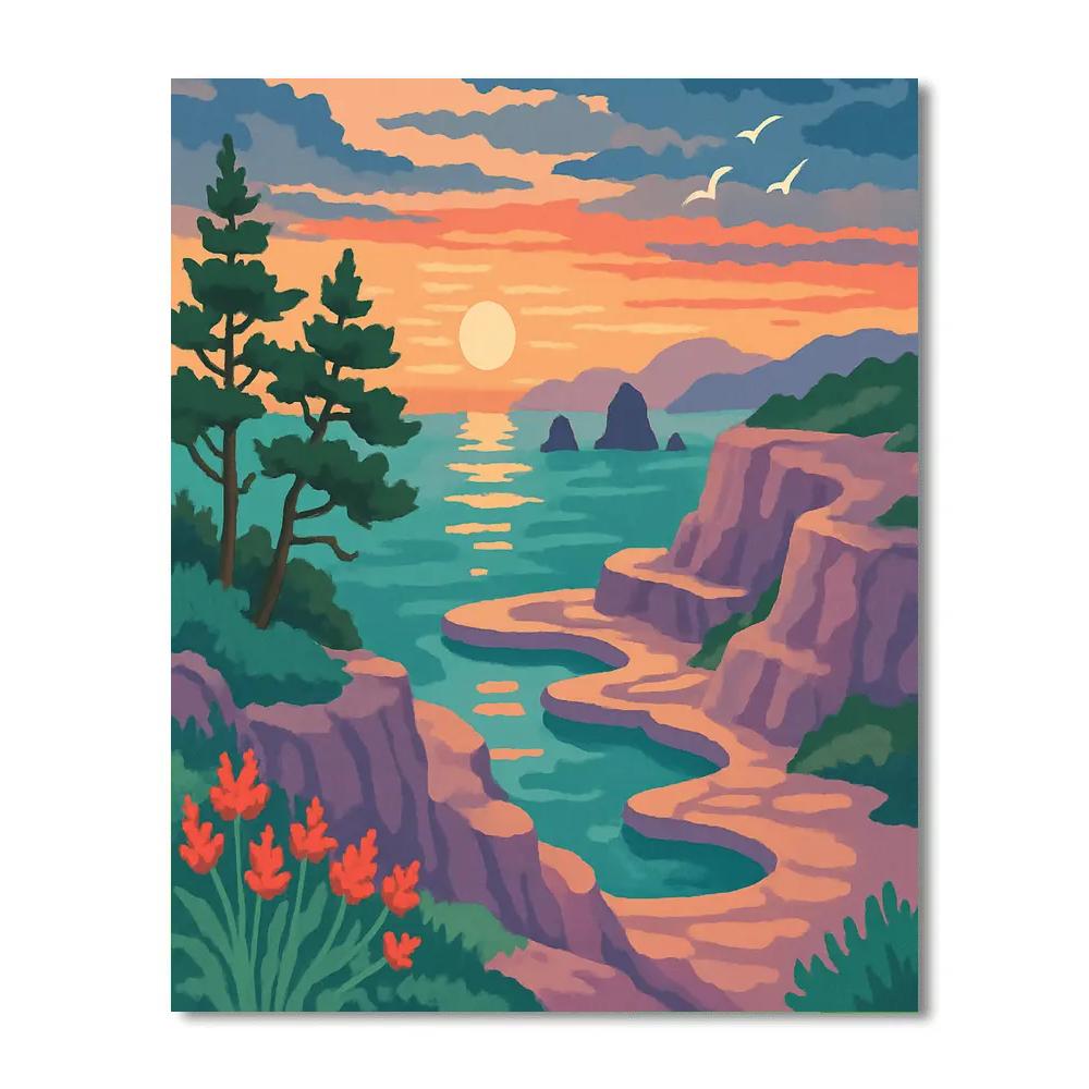 Crystal Tide Landscape Overlook painting number kit