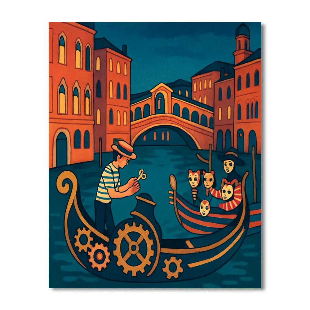Clockwork Gondolas In Venice Twilight Paint by numbers kits