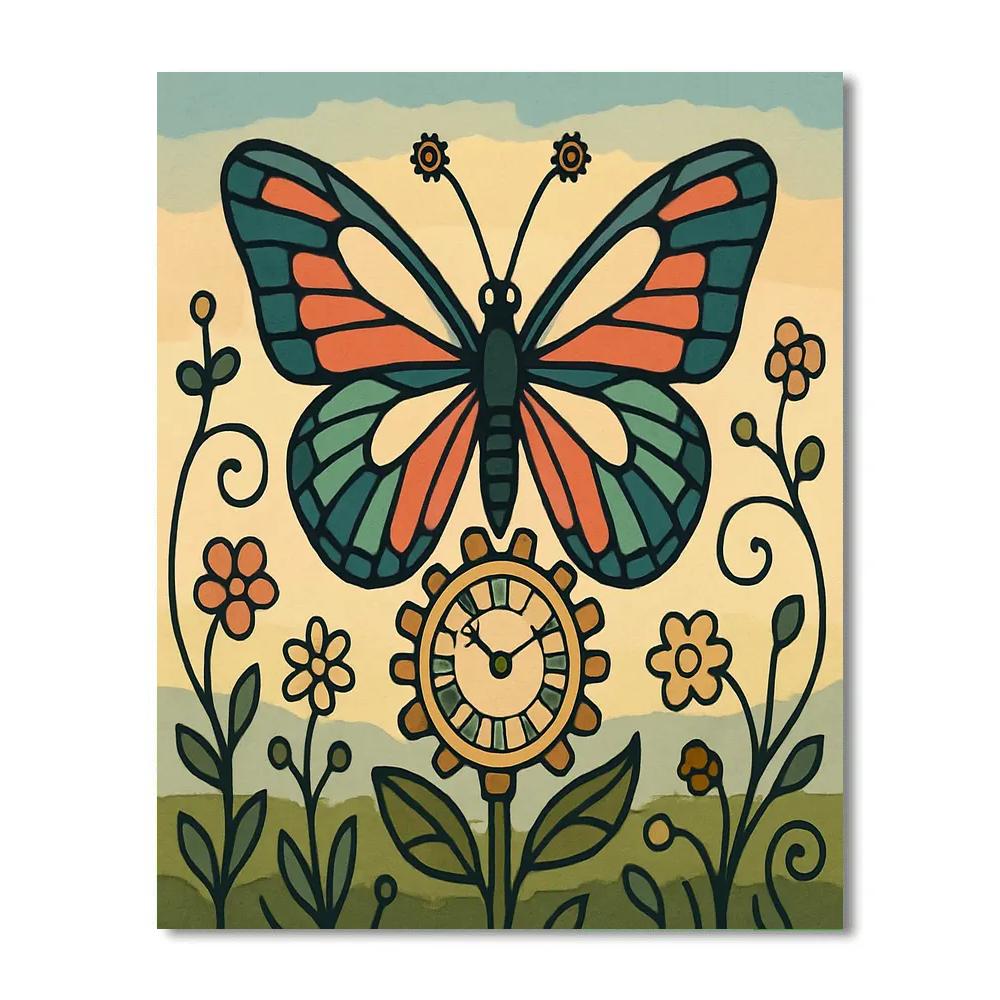 Clockwork Garden Butterfly Paint by numbers art