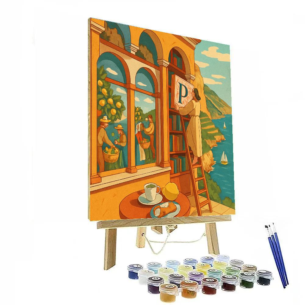 Saffron Library Italy Fresco painting number kit