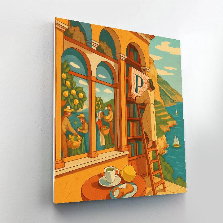 Saffron Library Italy Fresco painting number kit