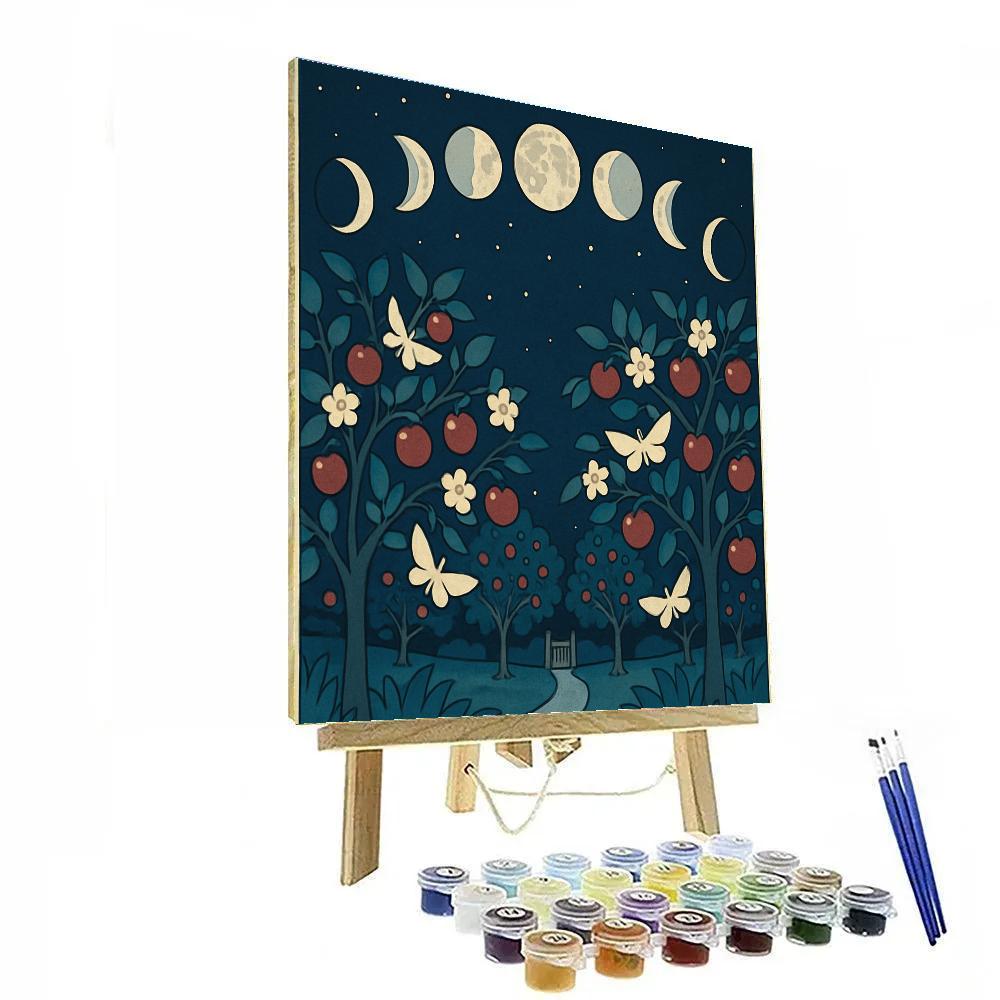 Moon Phases In The Orchard Sky paint by number