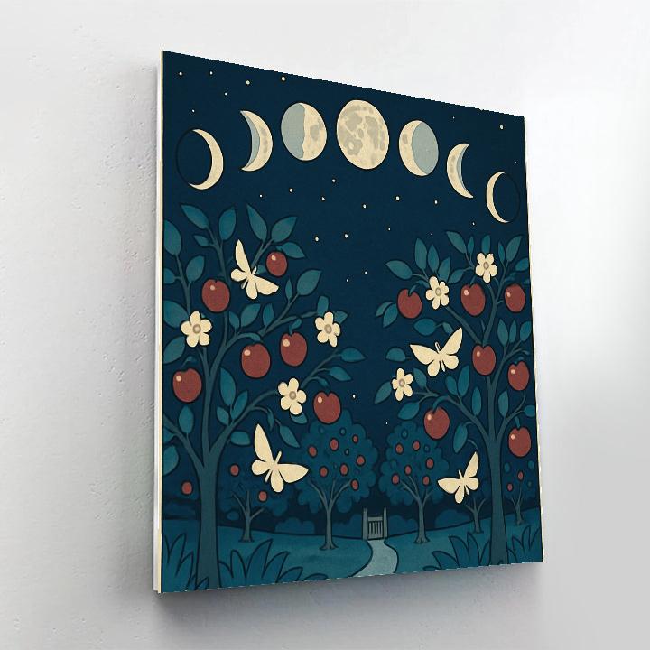 Moon Phases In The Orchard Sky paint by number