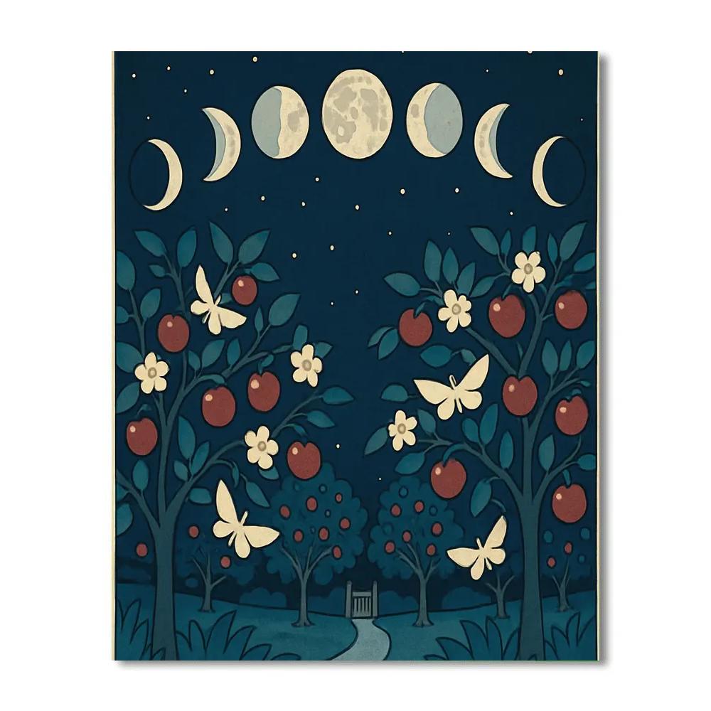 Moon Phases In The Orchard Sky paint by number