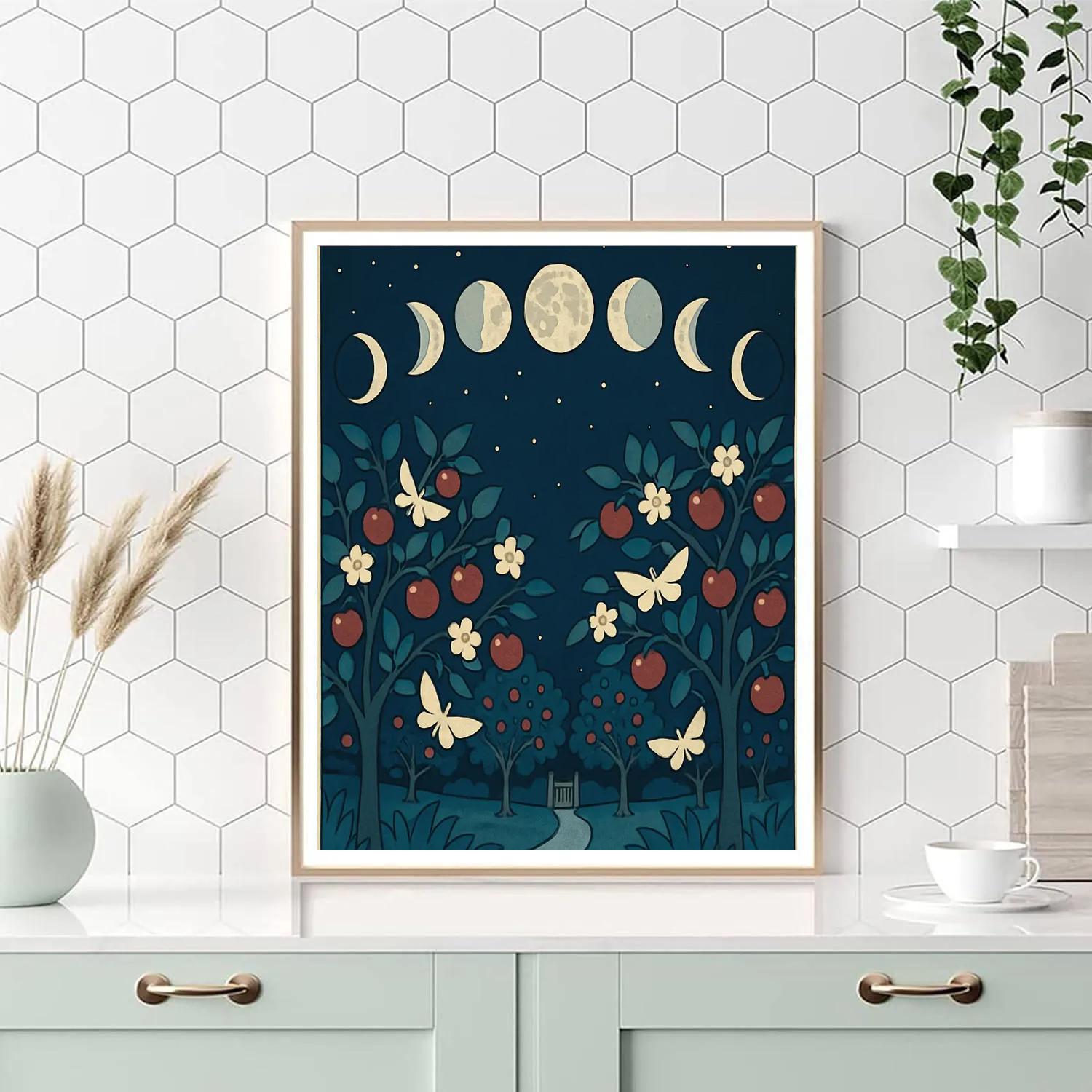 Moon Phases In The Orchard Sky paint by number