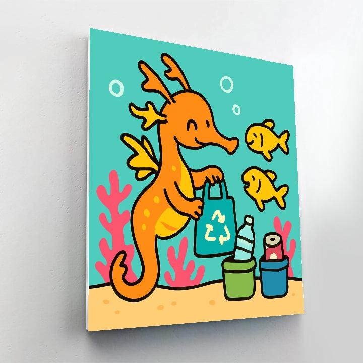 Coral Reef Recycling Seadragon Paint by numbers art
