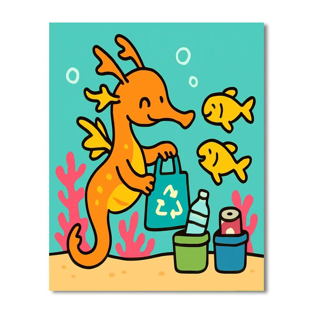 Coral Reef Recycling Seadragon Paint by numbers art