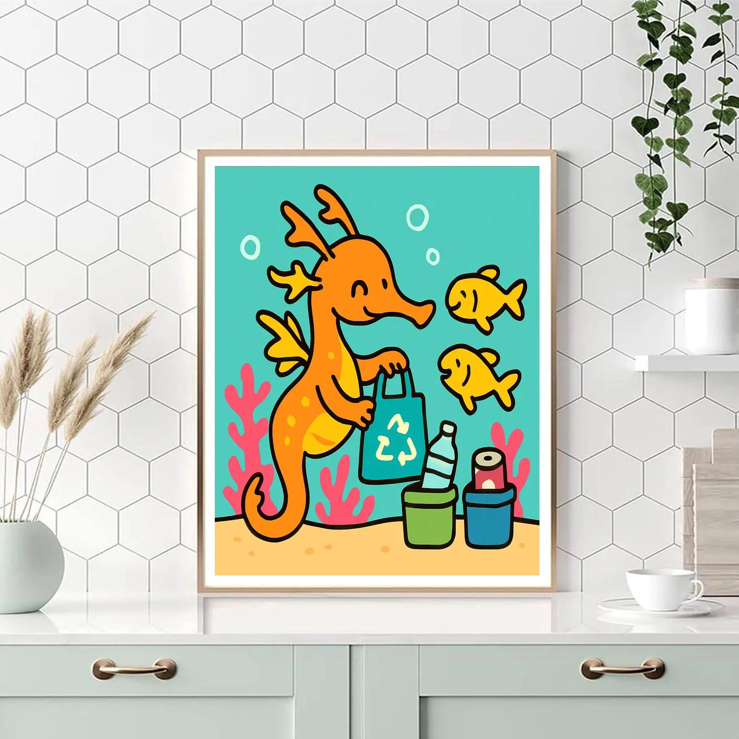 Coral Reef Recycling Seadragon Paint by numbers art