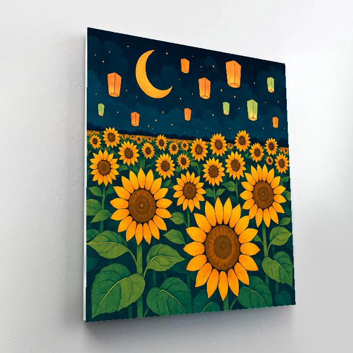Lantern Festival In A Sunflower Field Numbered painting kits