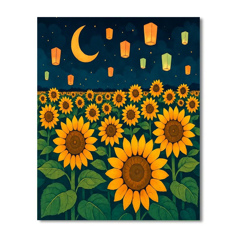 Lantern Festival In A Sunflower Field Numbered painting kits
