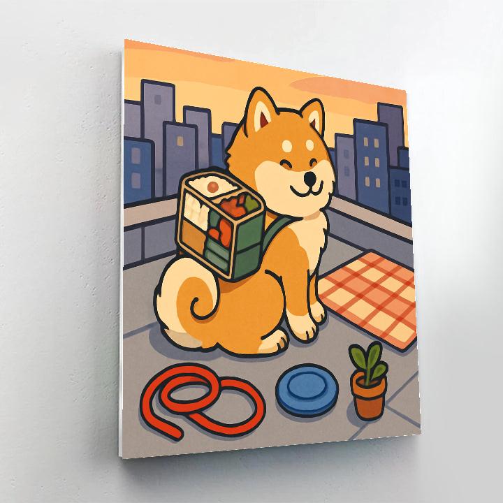 Skyline Rooftop Picnic With Dog Paint by numbers kits