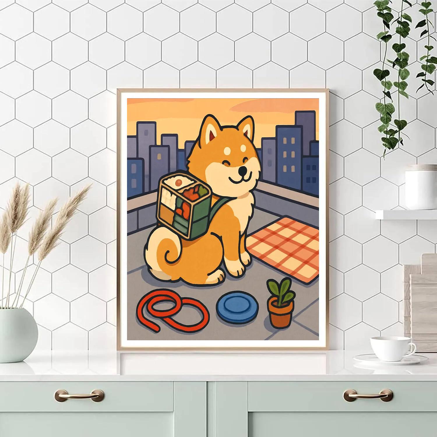 Skyline Rooftop Picnic With Dog Paint by numbers kits