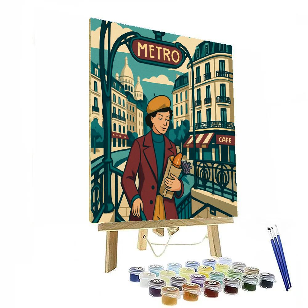 Art Deco Metro Poster Paris Crafted paint by number