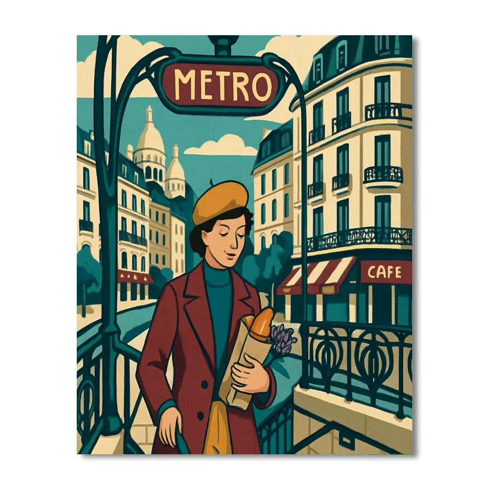 Art Deco Metro Poster Paris Crafted paint by number