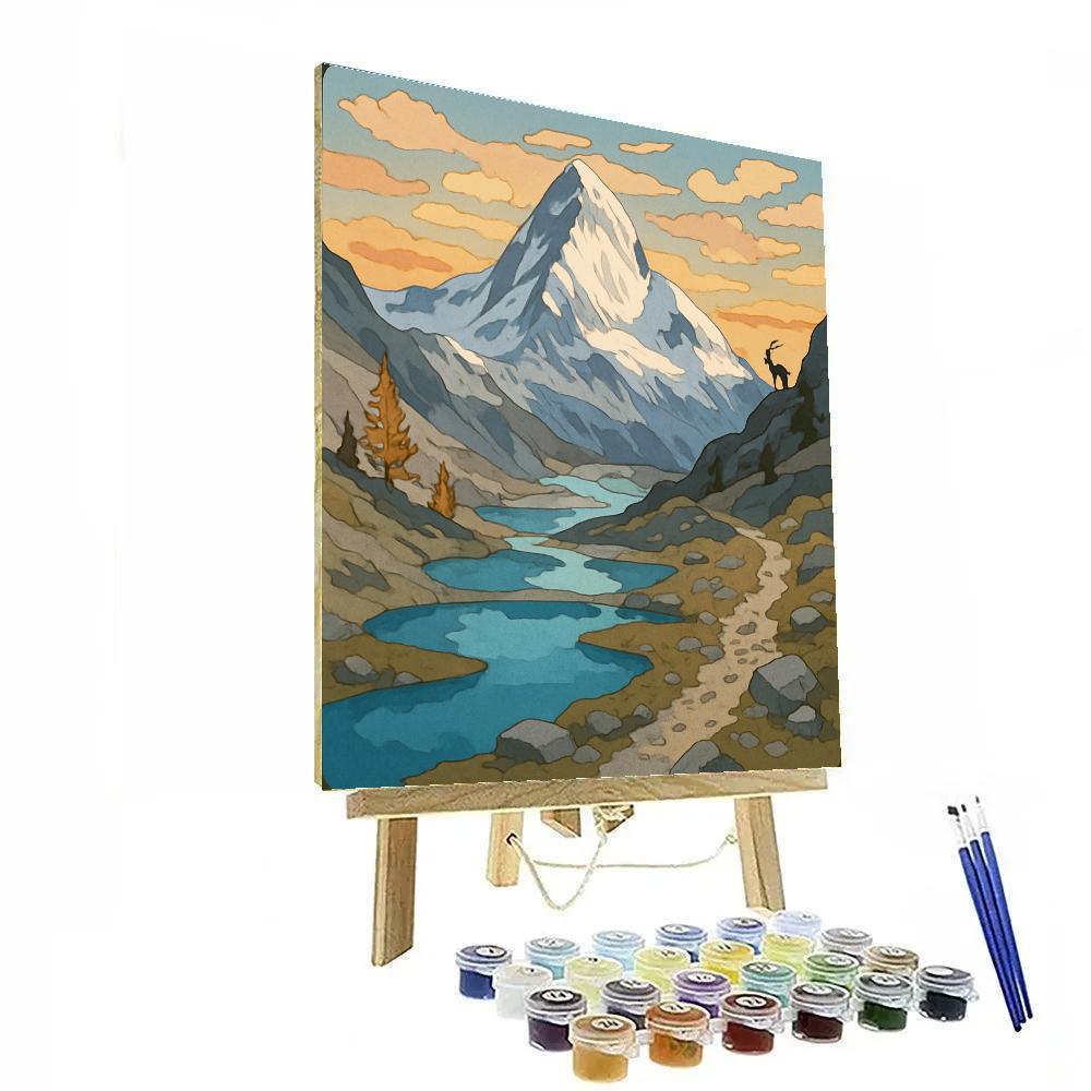 Glacier Basin With Mountain Echo Pools Number painting