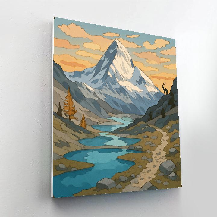 Glacier Basin With Mountain Echo Pools Number painting