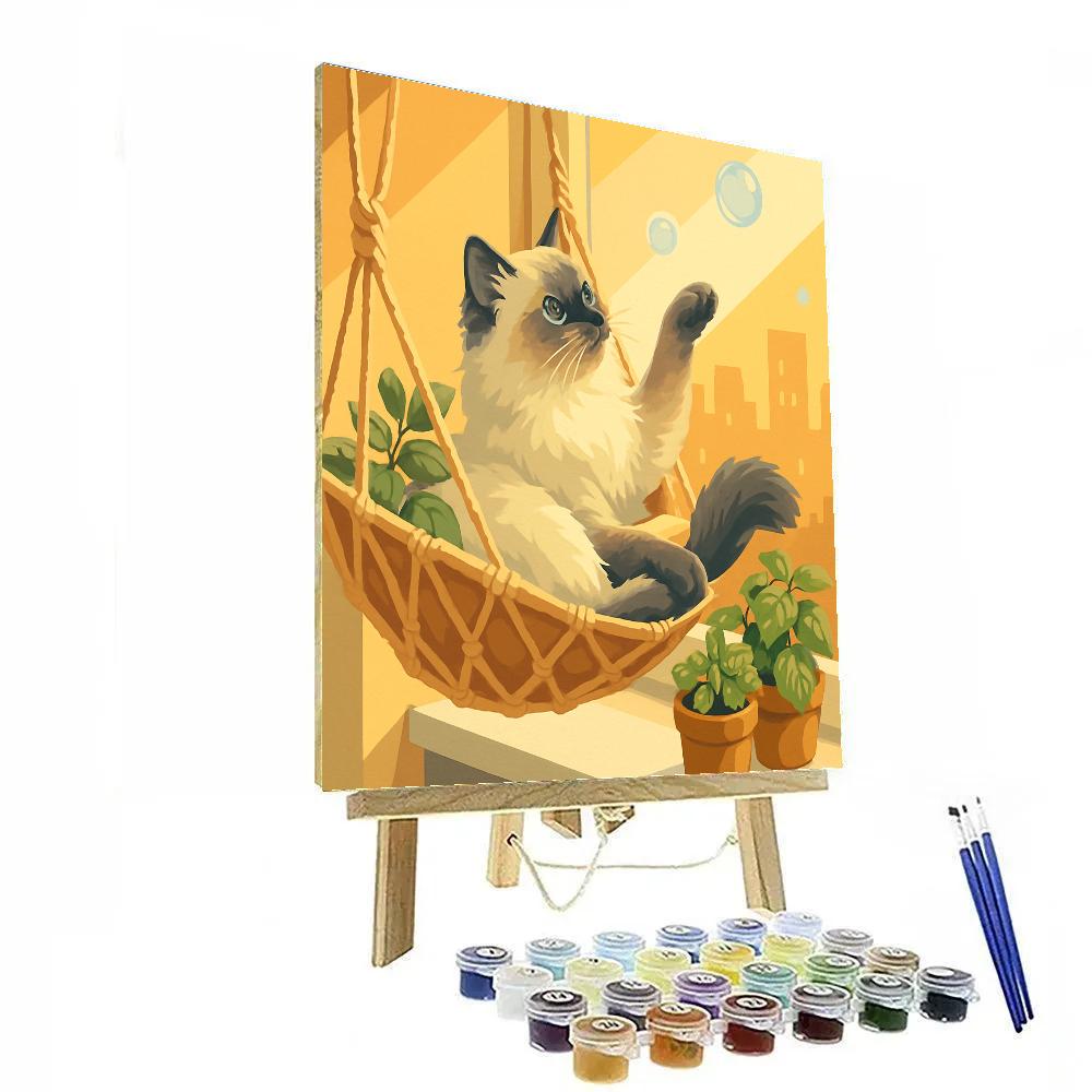 Saffron Window Hammock With Cat paint by number