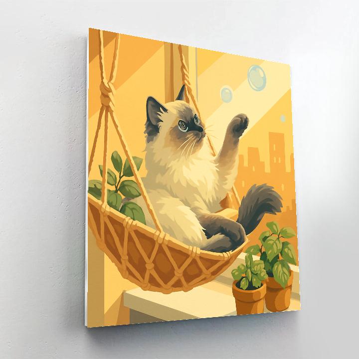Saffron Window Hammock With Cat paint by number