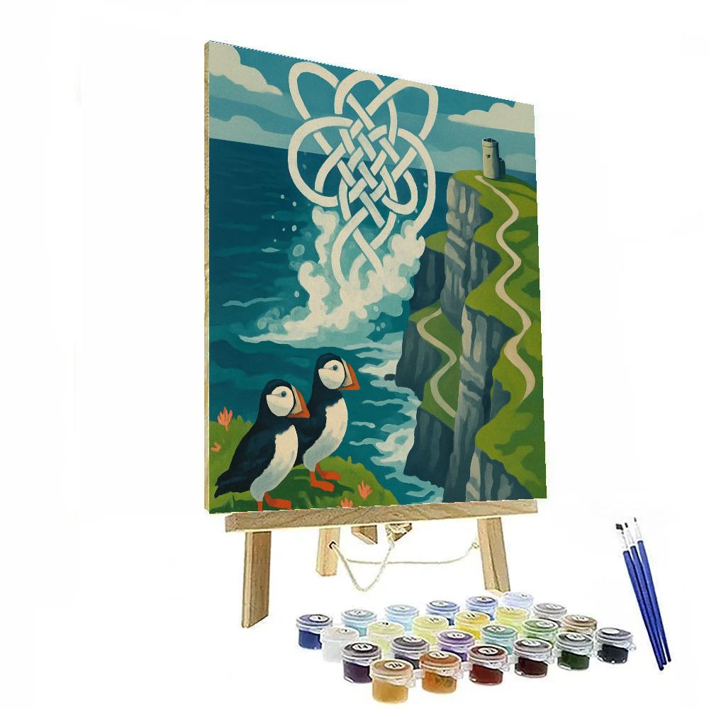 Celtic Knotwork Over Cliffs, Ireland Crafted Numbered painting kits