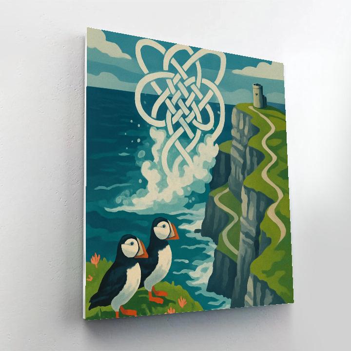 Celtic Knotwork Over Cliffs, Ireland Crafted Numbered painting kits