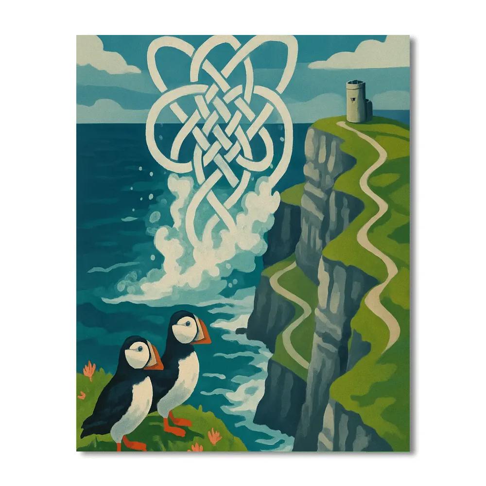 Celtic Knotwork Over Cliffs, Ireland Crafted Numbered painting kits