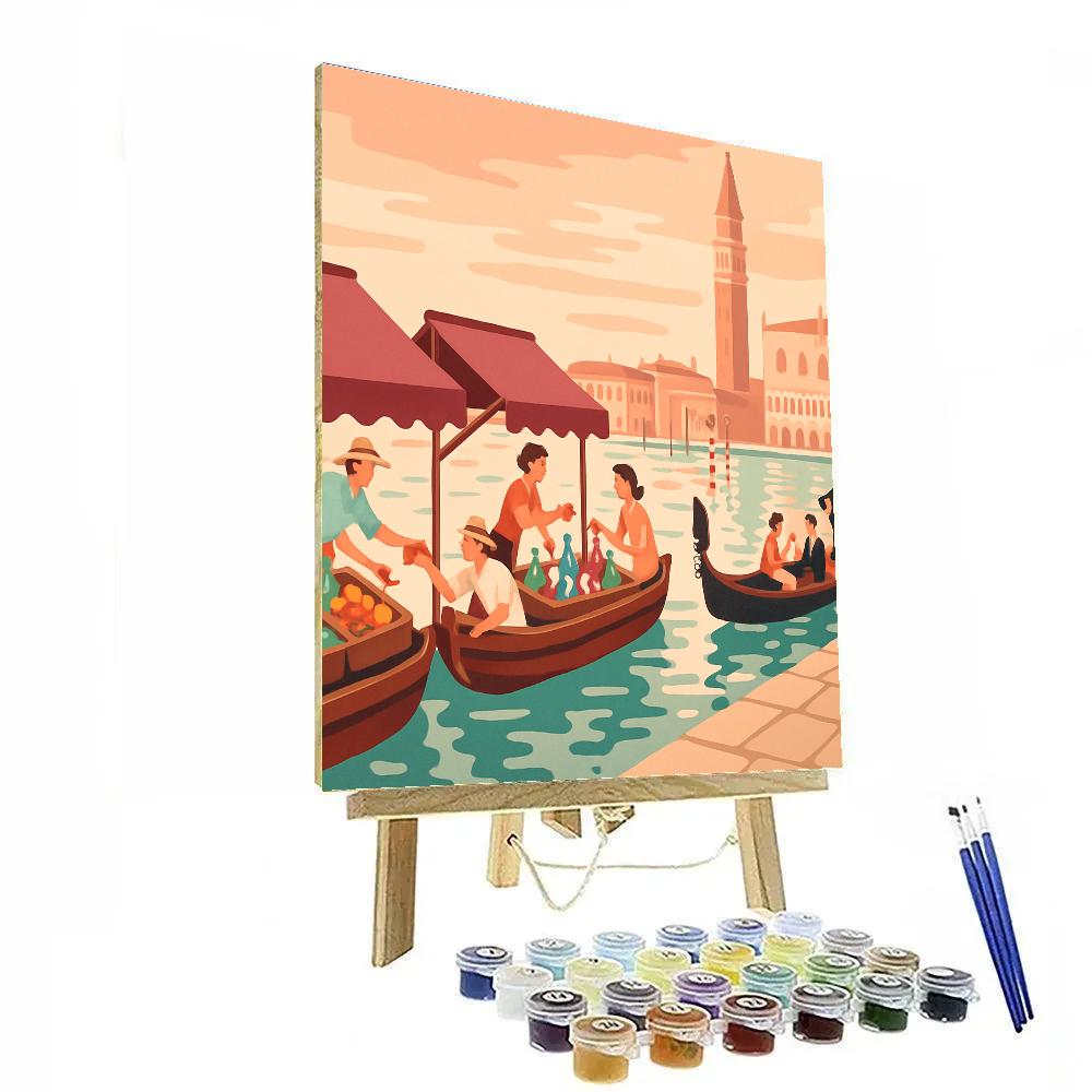 Lagoon Market At Dawn Venice painting number kit