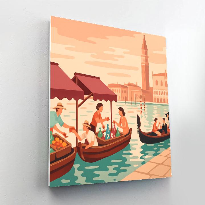 Lagoon Market At Dawn Venice painting number kit