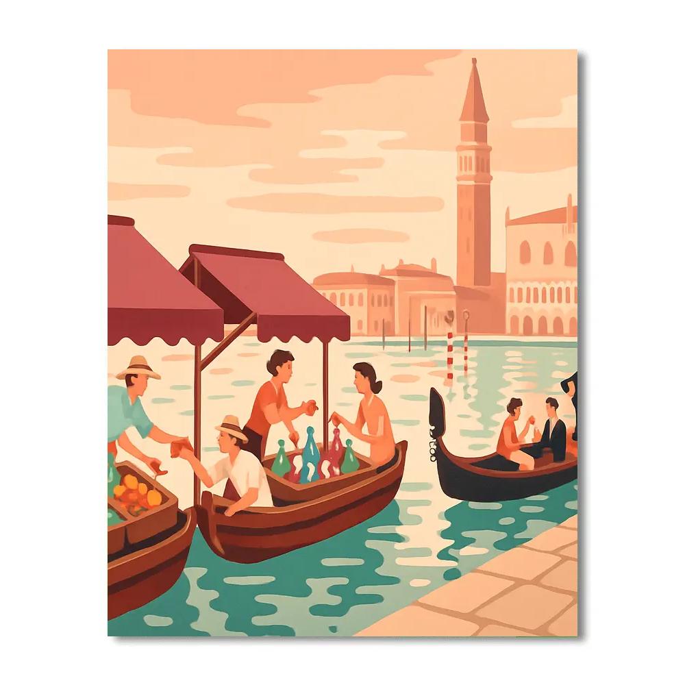 Lagoon Market At Dawn Venice painting number kit