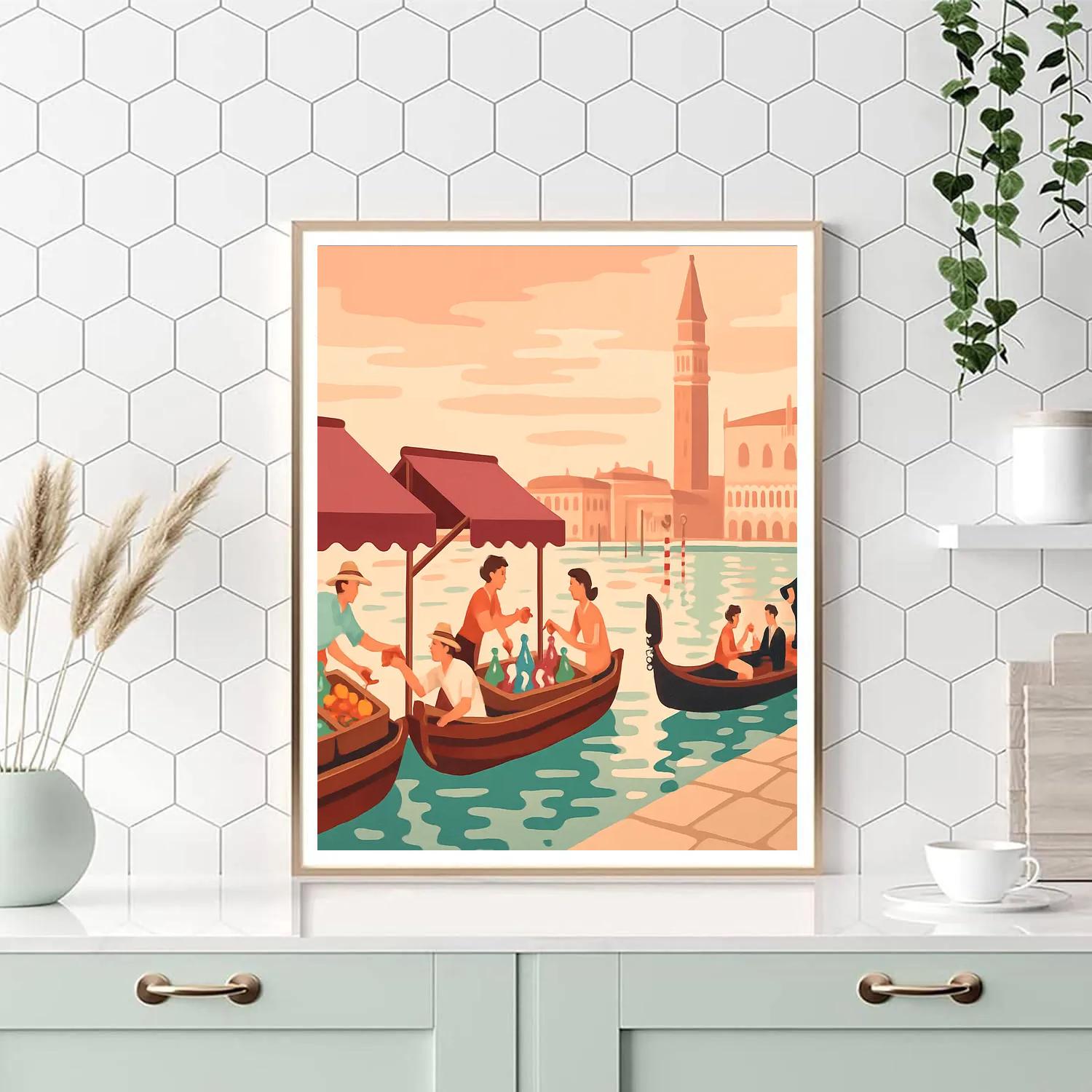 Lagoon Market At Dawn Venice painting number kit