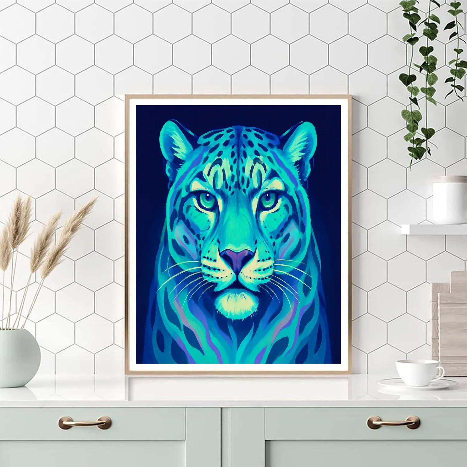 Aurora Gaze Snow Leopard Numbered painting kits