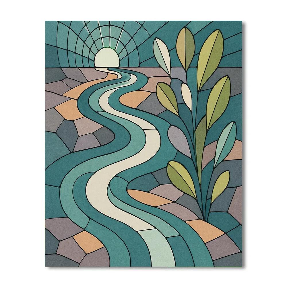 Tessellated Riverbed Abstract Paint by numbers art