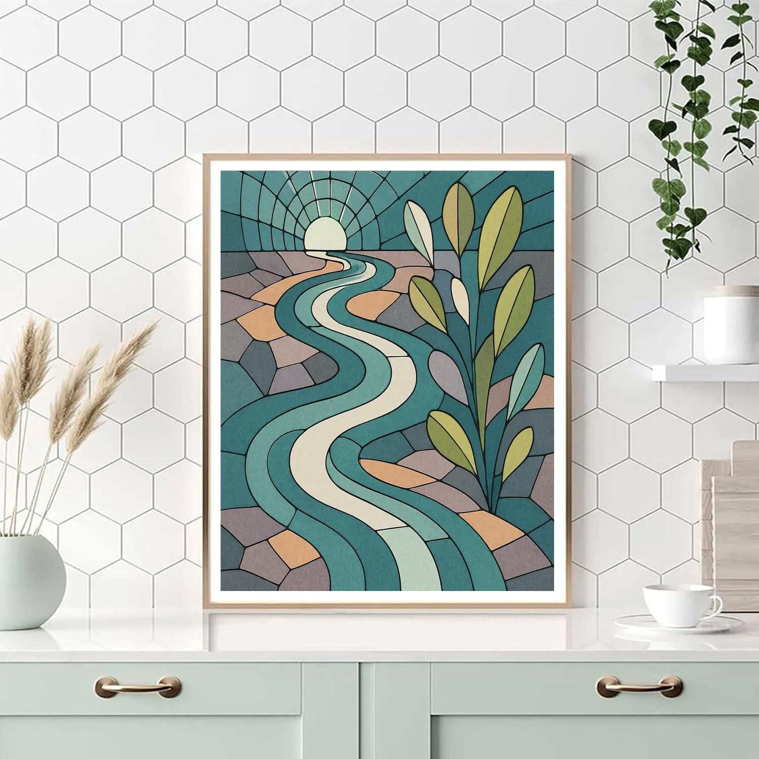 Tessellated Riverbed Abstract Paint by numbers art