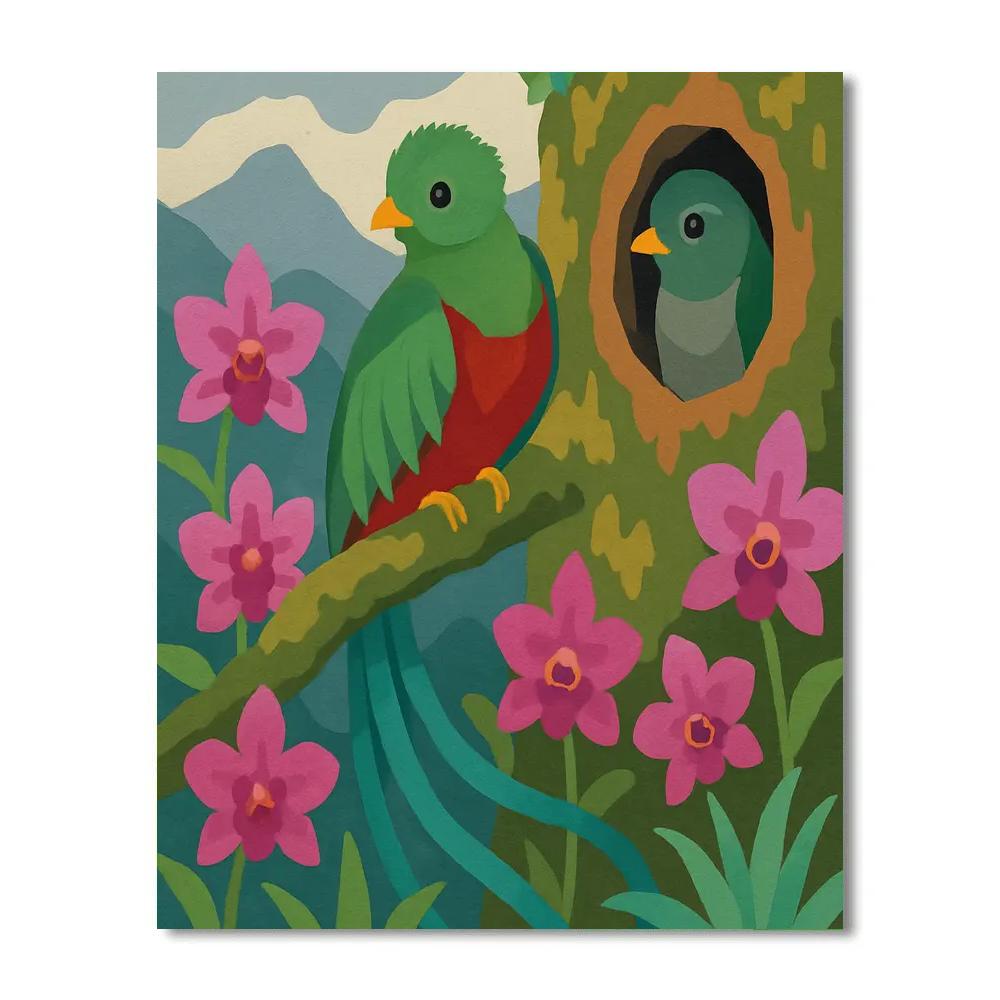 Cloud Forest Nesting With Birds Number painting