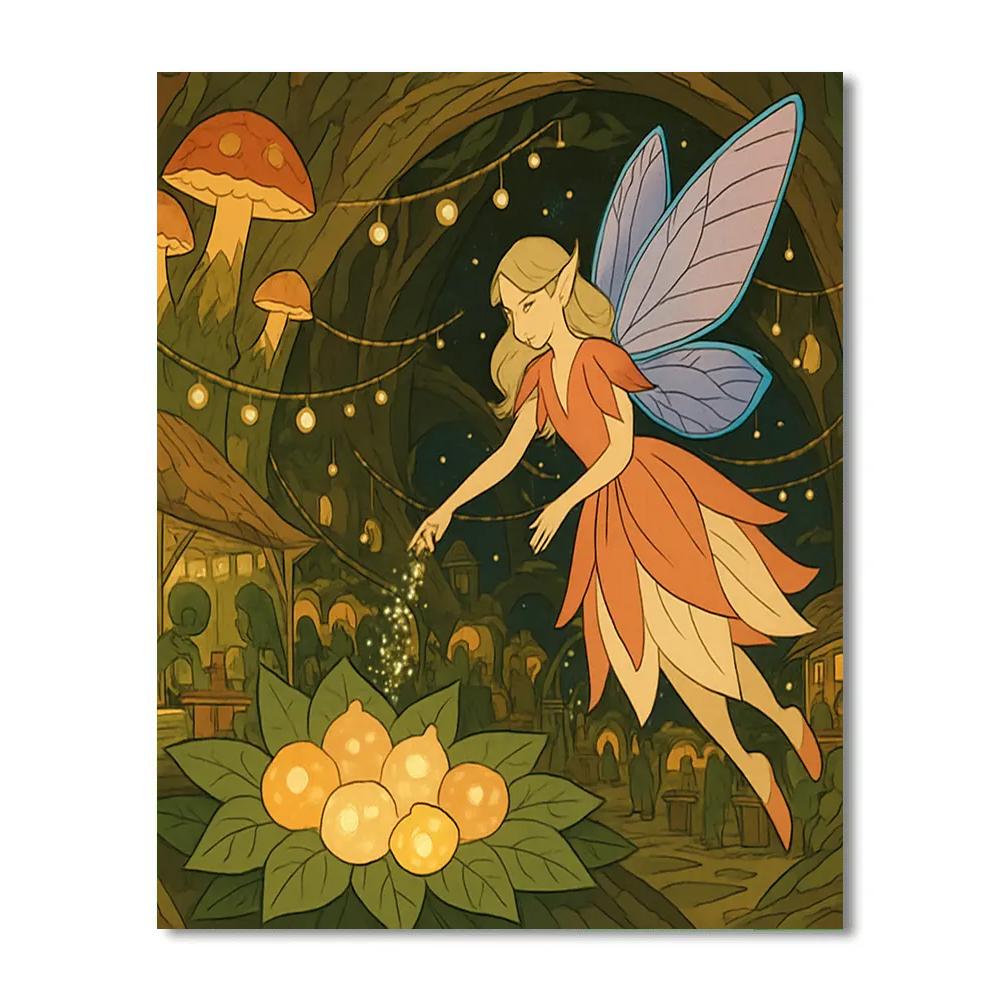 Lantern Market In Fairy Hollow paint by number