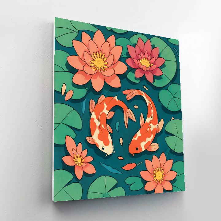 Floral Koi Pond Blossoms paint by color