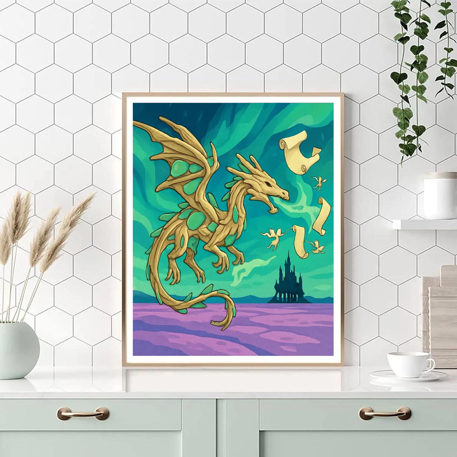 Fantasy Driftwood Dragon Painting by numbers kit