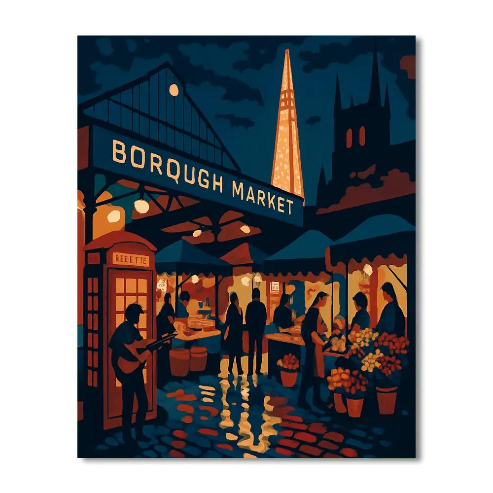 Midnight Market London Tapestry paint by number