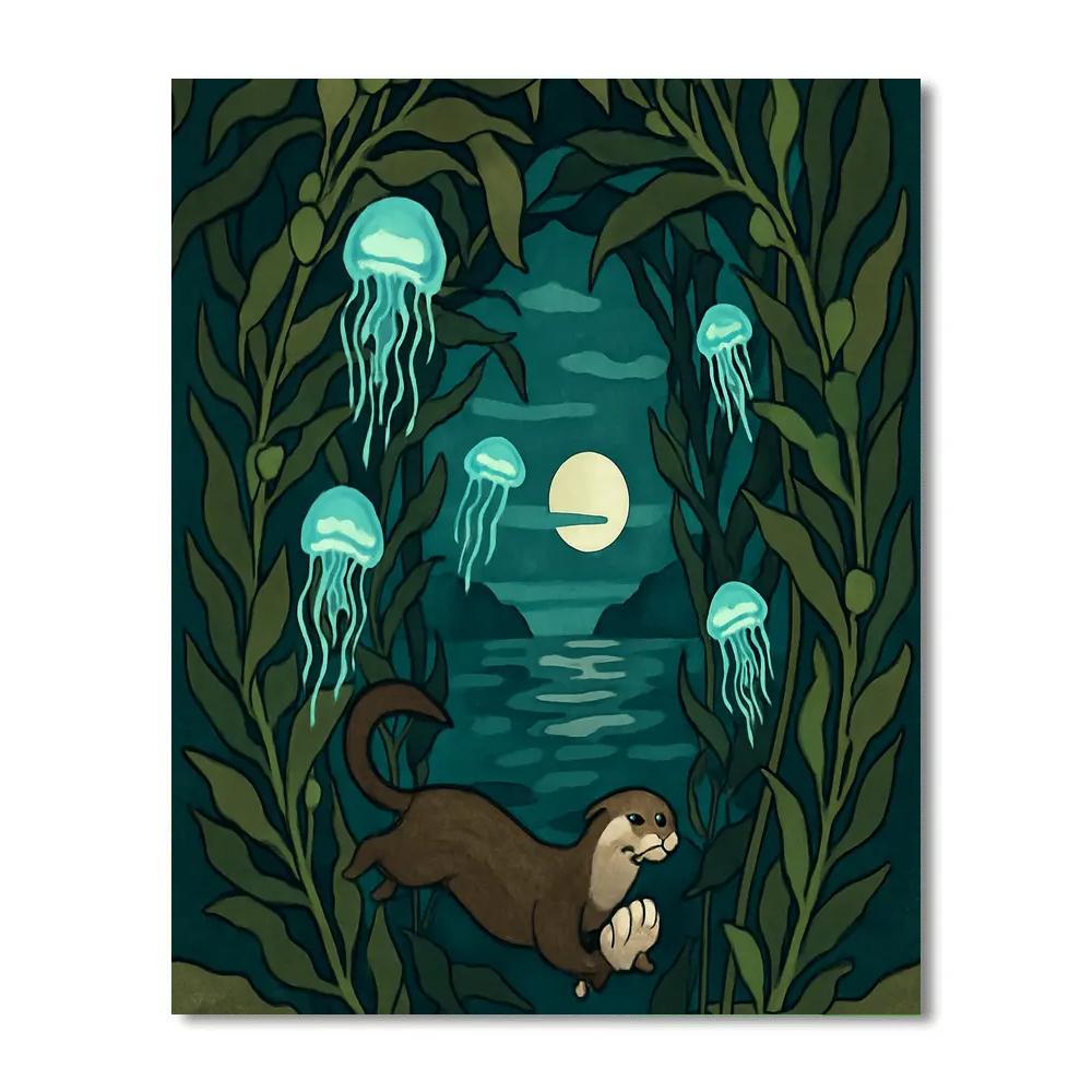Bioluminescent Ocean Kelp Cathedral Numbered painting kits