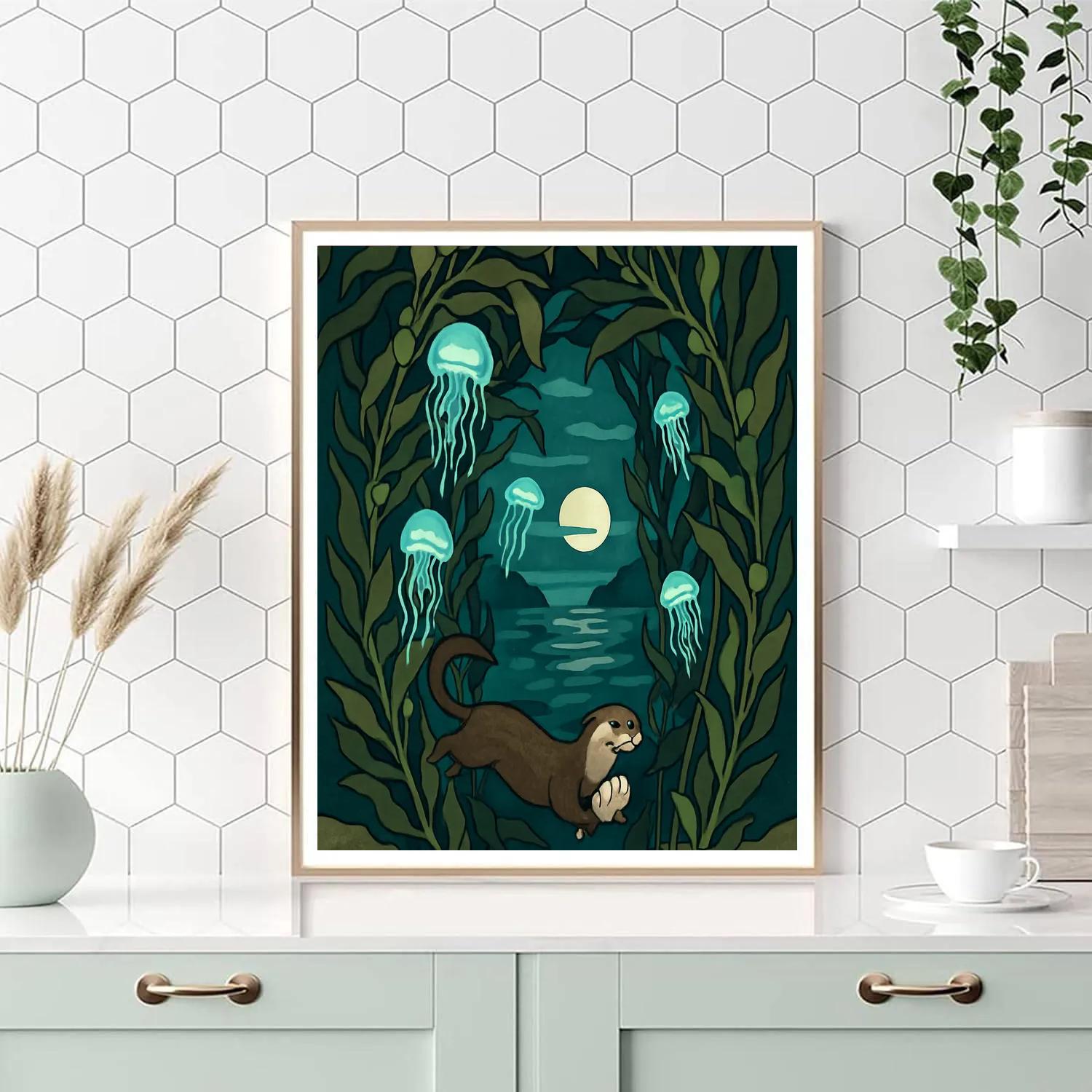 Bioluminescent Ocean Kelp Cathedral Numbered painting kits