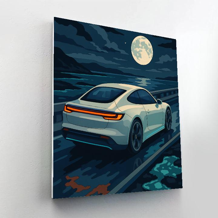 Cars Under The Bioluminescent Tideway DIY paint by numbers