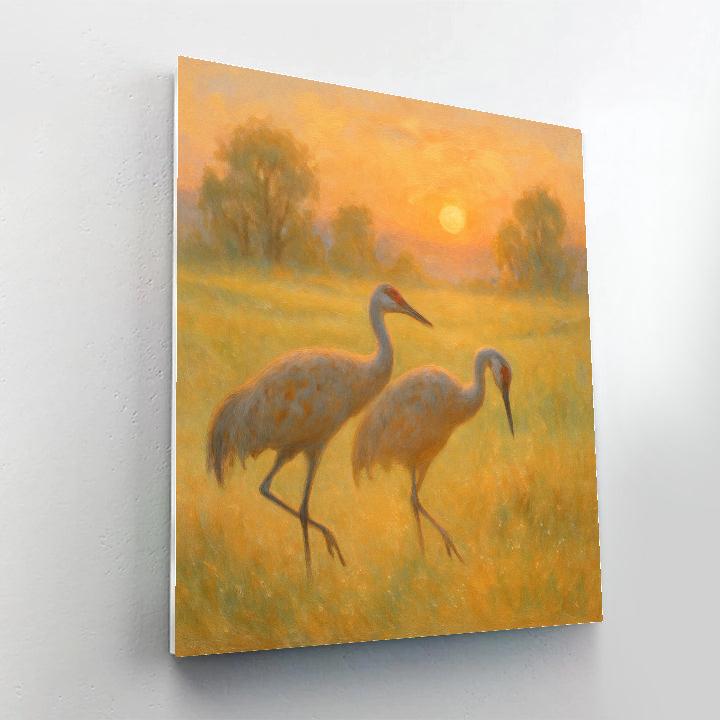 Apricot Dawn Crane Meadow Paint by numbers art