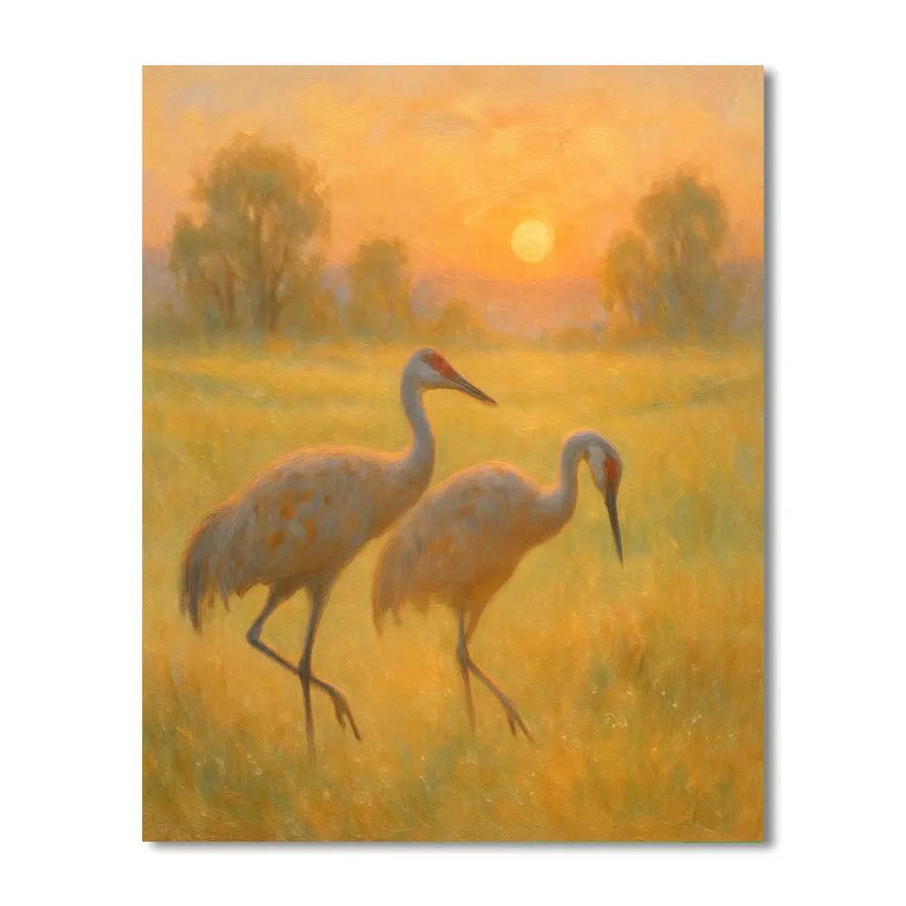 Apricot Dawn Crane Meadow Paint by numbers art
