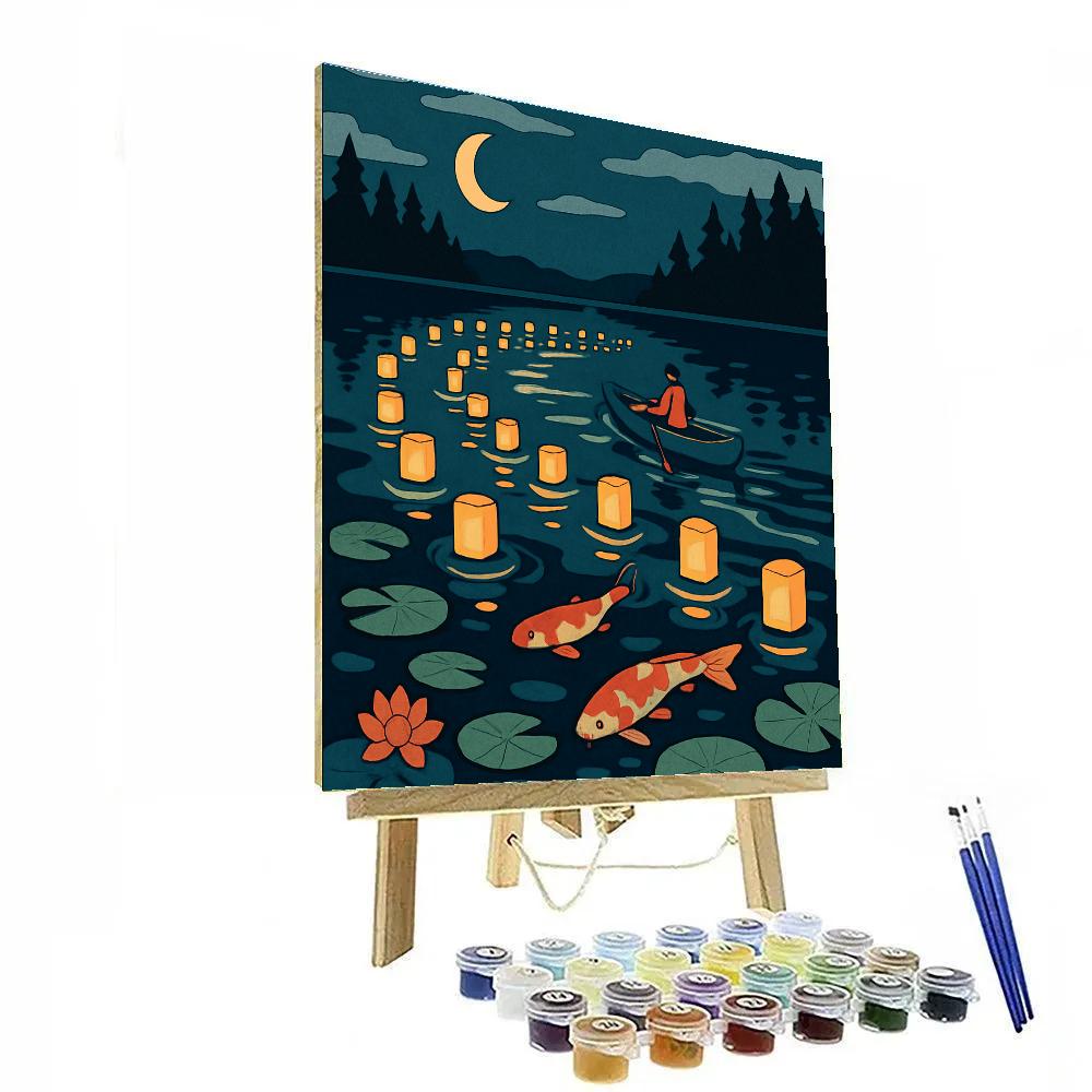 Lantern Festival Lake Panorama paint by color