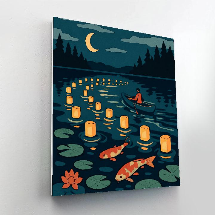 Lantern Festival Lake Panorama paint by color